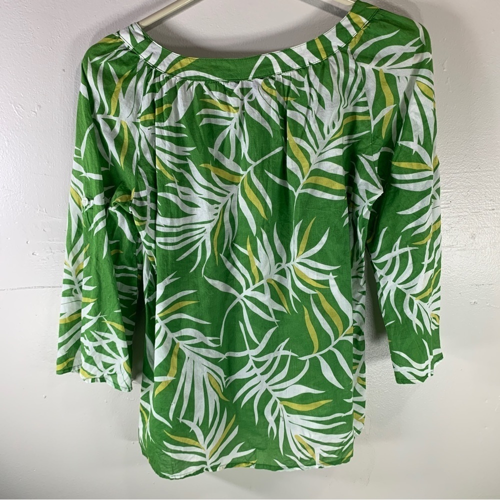 Banana republic green palm print blouse Hawaiian 100% cotton button up XS top - Picture 7 of 11